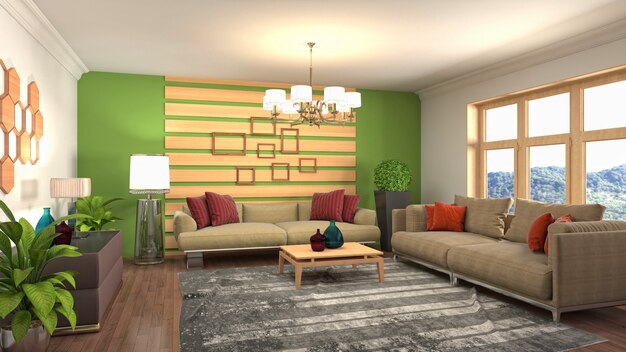 Illustration of the living room interior