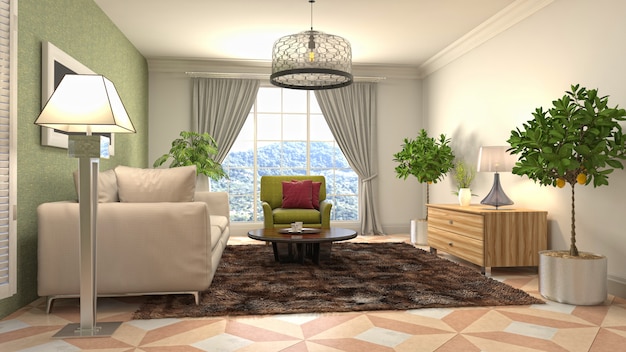 Illustration of the living room interior