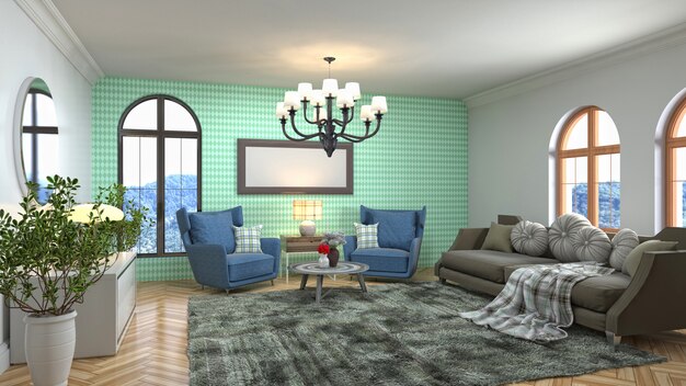 Illustration of the living room interior