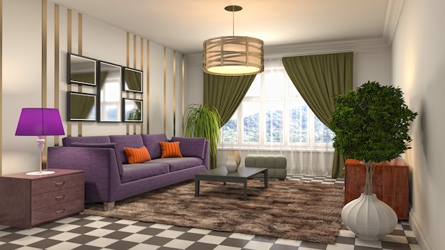 Illustration of the living room interior