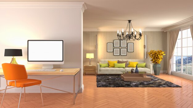 Illustration of the living room interior