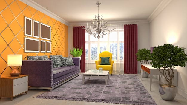 Illustration of the living room interior