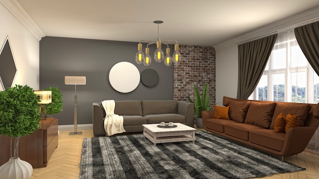 Illustration of the living room interior