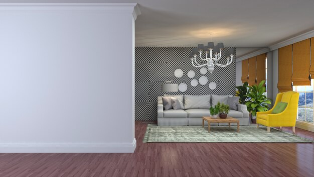 Illustration of the living room interior