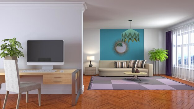 Illustration of the living room interior