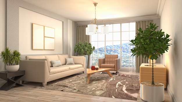 Illustration of the living room interior