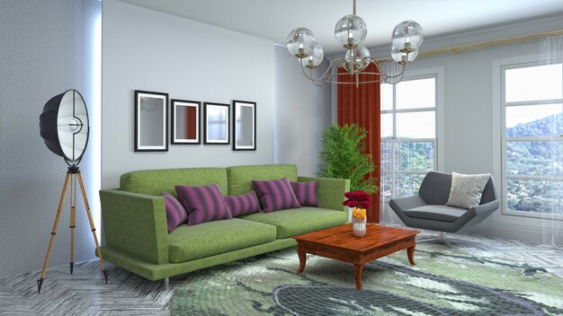 Illustration of the living room interior