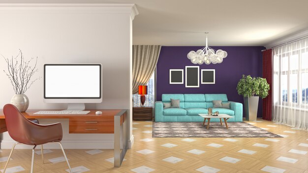 Illustration of the living room interior