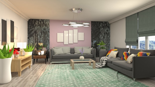 Illustration of the living room interior