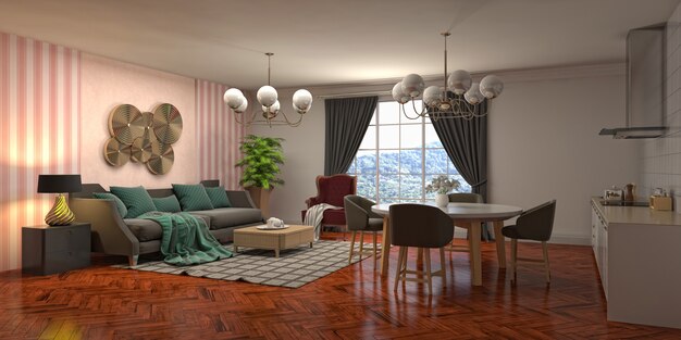 Illustration of the living room interior