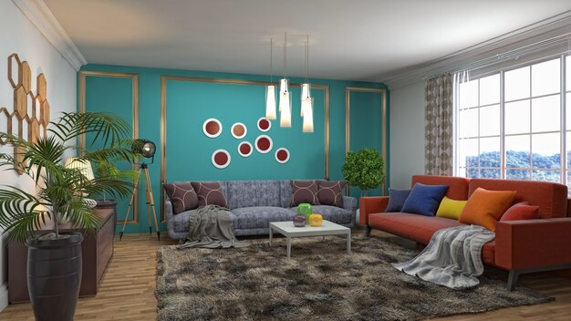 Illustration of the living room interior