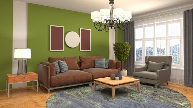 Illustration of the living room interior