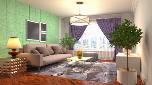 Illustration of the living room interior