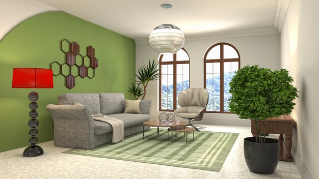 Illustration of the living room interior