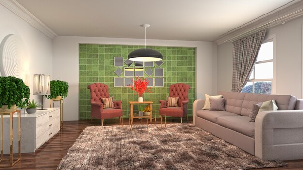 Illustration of the living room interior