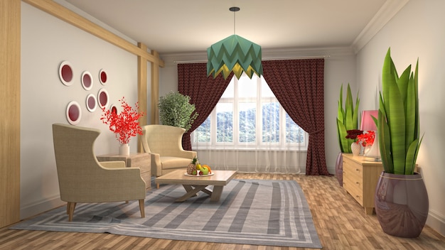 Illustration of the living room interior