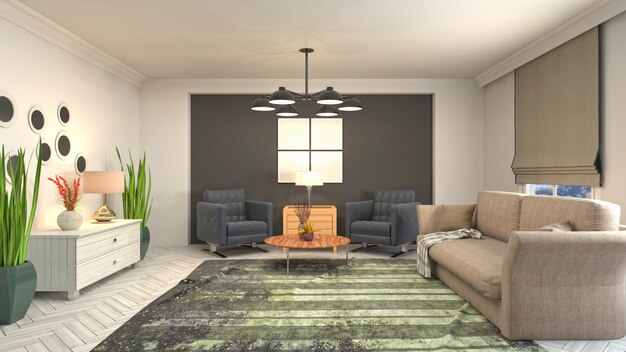 Illustration of the living room interior