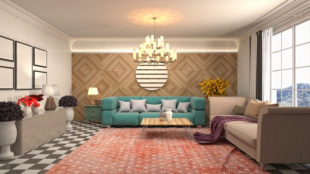 Illustration of the living room interior