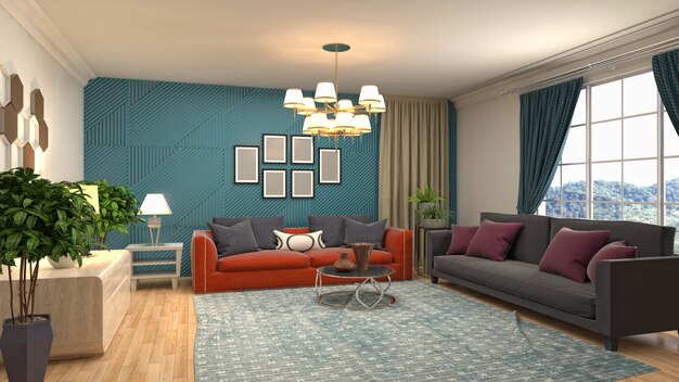 Illustration of the living room interior