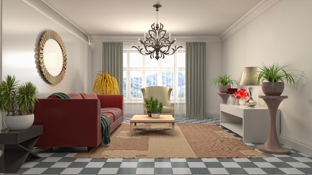 Illustration of the living room interior