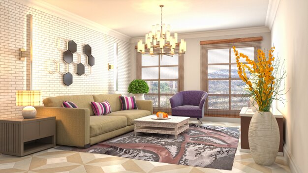 Illustration of the living room interior