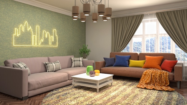 Illustration of the living room interior