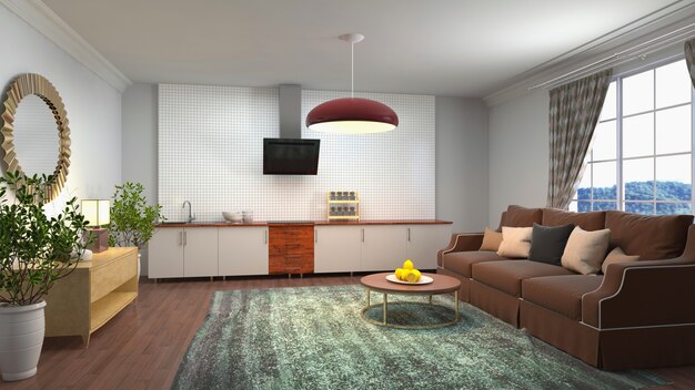 Illustration of the living room interior