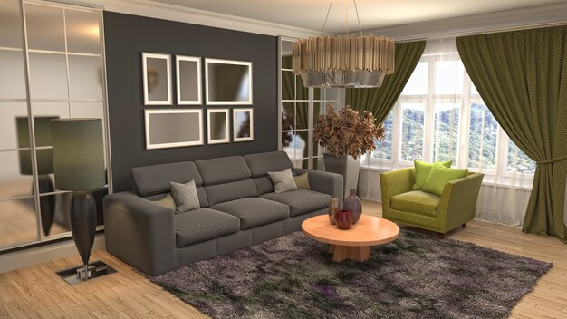 Illustration of the living room interior