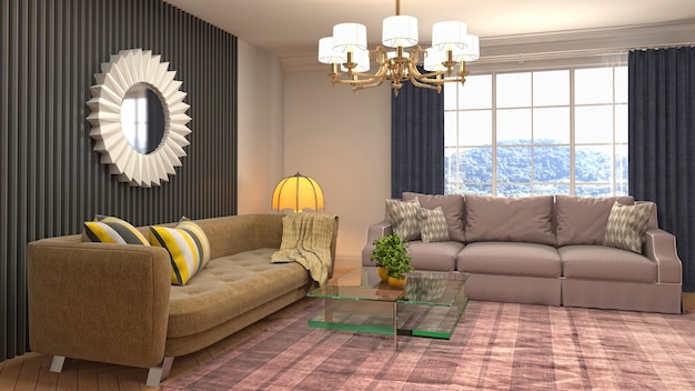 Illustration of the living room interior