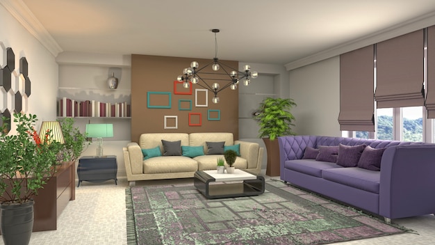 Illustration of the living room interior