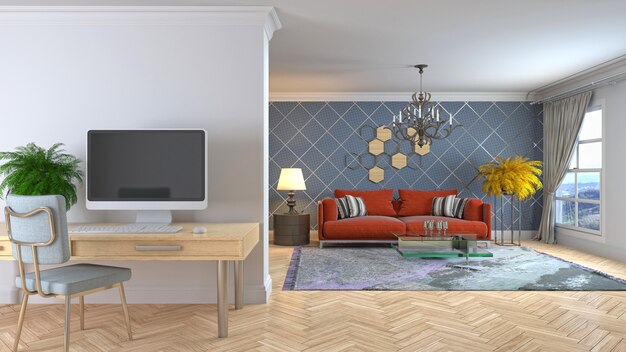 Illustration of the living room interior