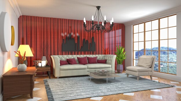 Illustration of the living room interior