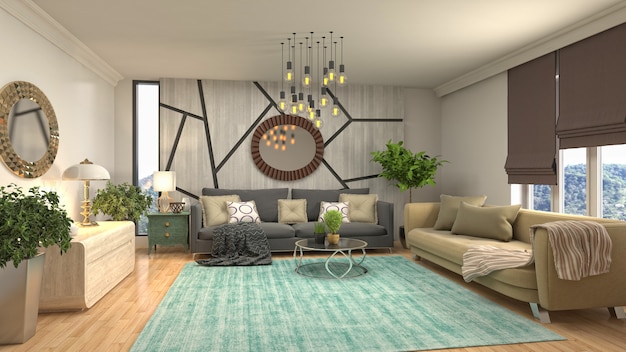 Illustration of the living room interior