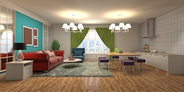 Illustration of the living room interior