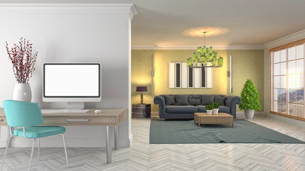 Illustration of the living room interior