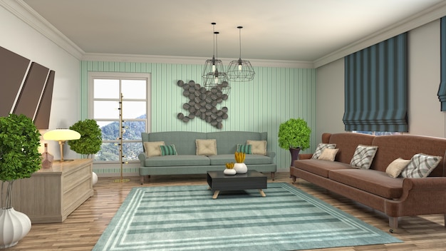 Illustration of the living room interior