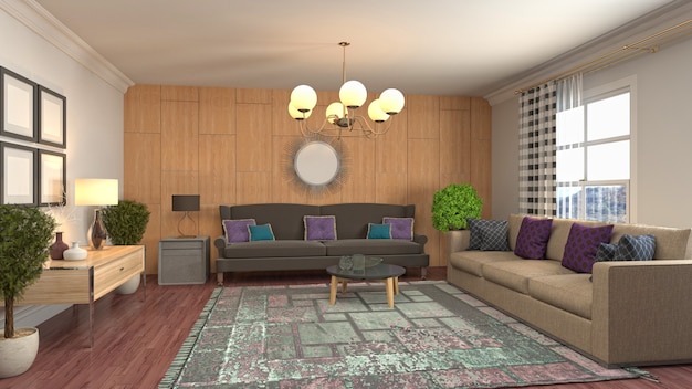 Illustration of the living room interior