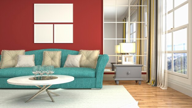 Illustration of the living room interior