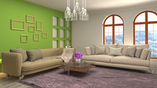 Illustration of the living room interior