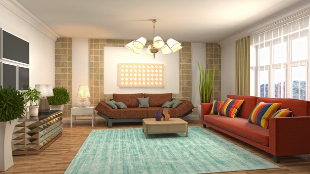 Illustration of the living room interior