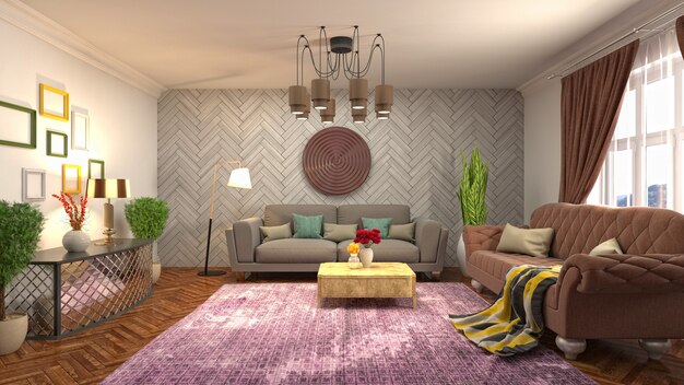 Illustration of the living room interior