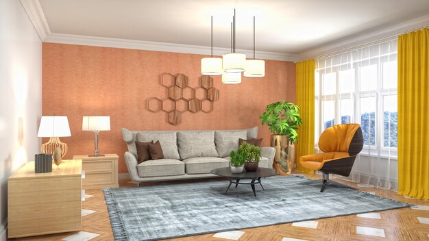 Illustration of the living room interior