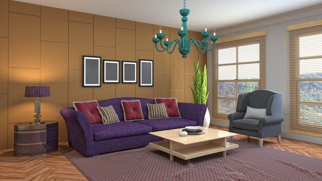 Illustration of the living room interior