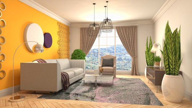 Illustration of the living room interior