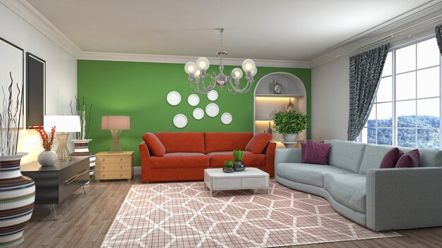 Illustration of the living room interior