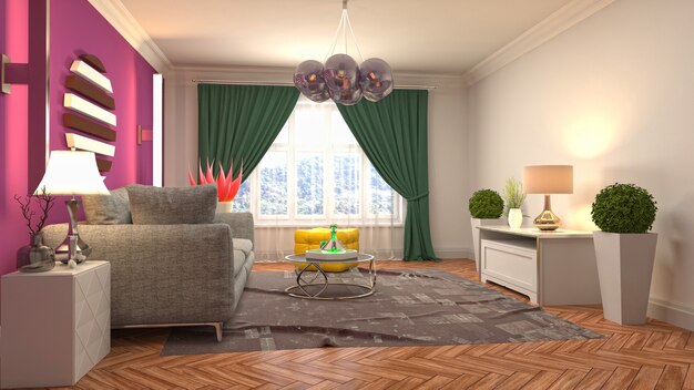 Illustration of the living room interior