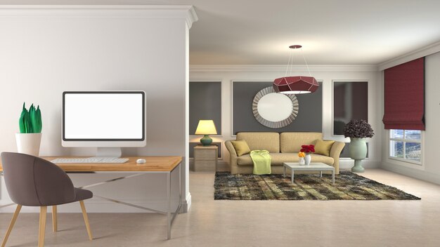 Illustration of the living room interior