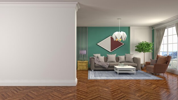 Illustration of the living room interior