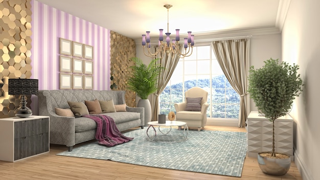 Illustration of the living room interior