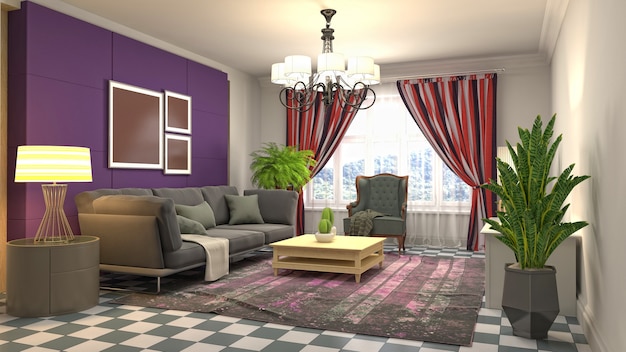 Illustration of the living room interior